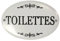 Plaque de Porte décorative Vintage Toilettes Fer Blanc 10.5x8cm