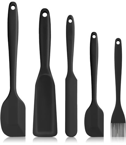 GOTFUN 5 Stück Silikon Spatel Set, Hitzebeständig Antihaft Teigschaber Silikon spatel küche, BPA Frei Backen Kochutensilien zum Kochen Backen und Mischen (Schwarz)
