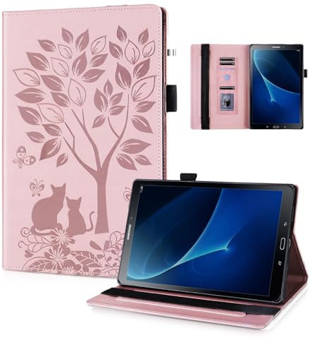 LSPCASA Carcasa para Samsung Galaxy Tab A 10.1 (2016) SM-T580/T585 Función De Soporte Funda Tablet Samsung Galaxy Tab A con Una Banda Elástica Funda Samsung Galaxy Tab A Rosa