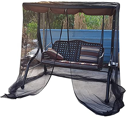 KENANLAN Outdoor Swing Chair Mosquito Net, Patio Swing Mosquito Netting, Mesh with Zipper Opening and Roof Waterproof Top Cloth, Mosquito Mesh Screen (4.1 * 5.5 * 6.6ft)