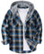 GEEK LIGHTING Men's Plaid Shirt Checked Shirts Mens Flannel Shirt Button Down Long Sleeve with Drawstring Casual Double Chest Pockets Classic Shirt Jacket M Blue Brown