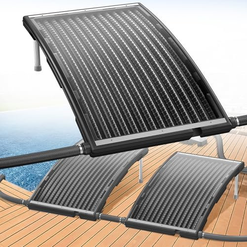 HENGMEI 2 calentadores solares para piscina, 111,5 x 65 cm, para agua caliente, ducha de jardín, piscina exterior e interior, paneles curvados