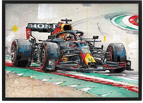 Verstappen Rennwagen Poster 42x29,7 cm (DIN A3) - gerahmt & signiert