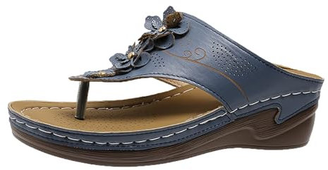 Orthopädische Sandalen Damen Atmungsaktiv Offener Zeh Hausschuhe Weiches Walking Schuh Elegant Freizeit Vintage Pantoffeln Strandsandalen Bohemian Flache Schuhe Blumen beiläufige