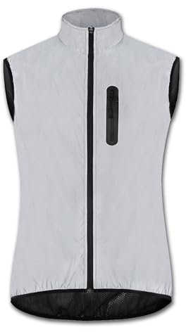 ARMAAN Gilet de Cyclisme entièrement réfléchissant pour Homme, Gilet de sécurité Haute visibilité, Veste de Course à Pied, imperméable, Coupe-Vent, Veste de vélo sans Manches pour randonnée,Grey-L