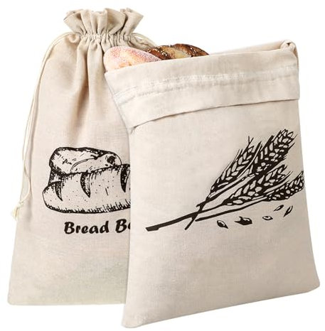 2 Stück Brotbeutel Leinen 11,4 x 17,3 Zoll Wiederverwendbare Brotbeutel Brottasche Brotbeutel Aufbewahrung Frischhalten Geeignet für Brotaufbewahrung
