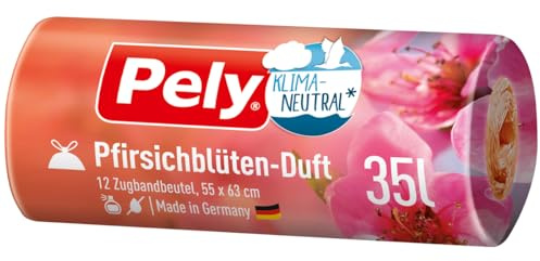 Pely Zugbandbeutel Klimaneutral mit Pfirsichblütenduft 35L 12 Stück