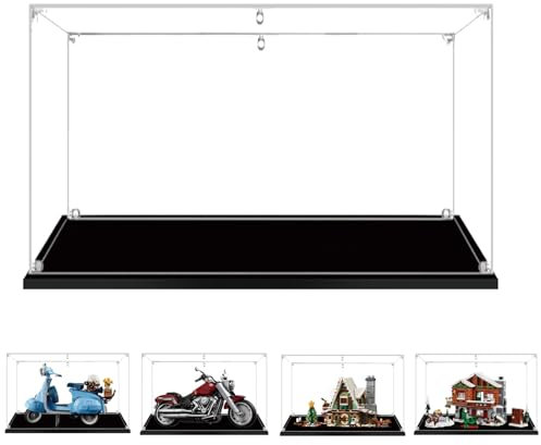 BOOVAX Vitrine für Lego 10298/10269/10325/10275 - Acryl Klar Schaukasten für [Vespa-125/Elfen-Klubhaus/Almhütte/Harley-Davidson] Modellbausatz - Vitrine - 40x20x25cm | 2mm