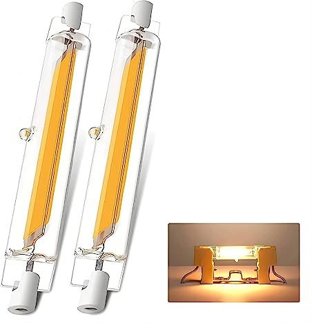 Wenuan R7S LED 118mm Dimmbar,20W 118mm R7S LED Lampen Ersatz für 200W J118mm Halogenstab,R7S LED COB Glühbirne 2000LM Warmweiß 3000K,Kein Flackern,360°Abstrahlwinkel,AC 220-240V,2er Pack