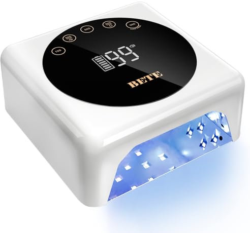 BETE LED-Nagelhärter, kabellos, 78 W, wiederaufladbar, UV-Nageltrockner mit Infrarot-Sensor und LCD-Anzeige, tragbarer Nageltrockner mit 5 Zeiteinstellungen