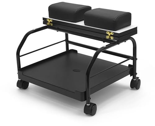 Elitzia Pedicure Foot Trolley Portable Pedicure Stand For Feet Rest Cart Beauty Salon Nail or Foot Bath Spa Portable Esthetician Trolley Cart Table PU Cushion Pedicure Foot Spa ET301162 (Black)