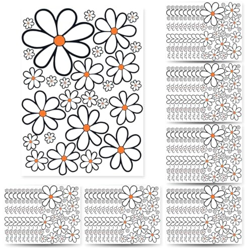 KEQAR 54 Pcs Blumen Sticker, Auto Aufkleber Blumen für Tuning, Lustige Karosserie Motorrad Fahrradhelm Glasaufkleber