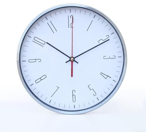 Reloj de aluminio con adhesivo de pared sin esfuerzo, instalación elegante y funcional (blanco)