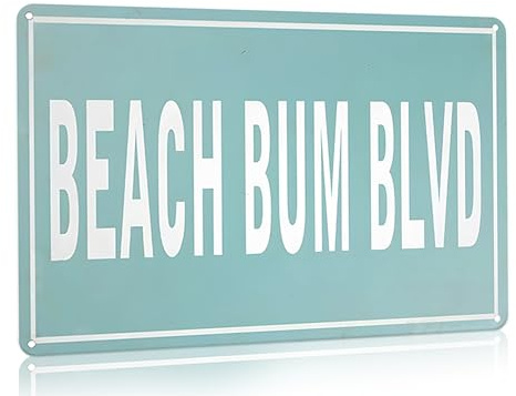 Vintage Summer Beach Schild Beach Bum BLVD Blechschild für Lake House Coastal Beachy Room Cottage Cabin Deck Decor 20,3 x 30,5 cm