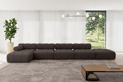 ALTDECOR Modulares Sofa Ecksofa in L-Form Corner modular Sofa Eckcouch Couch Wohnlandschaft Cauchsofa Polstersofa Lizur-L3-475x160x70 cm Braun