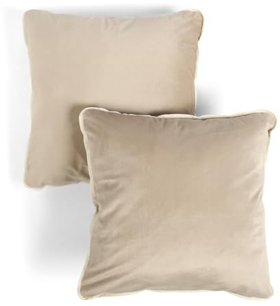 OHS Set of 2 Cushion Covers 45 x 45cm, Soft Matte Velvet Piped Edge Decorative Square Throw Pillow Covers with Invisible Zipper for Bedroom Living Room Sofa Decor, Mink