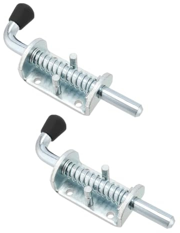 2 Stücke Federstift Fallenschlösser, 12x155mm Eisen Verzinkt Schwerlast Feder Bolzen Verriegelung für Brückentor Hof Schuppen Tür Heckklappe Anhänger Garage