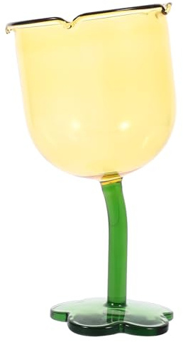 HOOWIFFY Creative Flower Shaped Glass Wine Glass 250ml Elegant Yellow Goblet Multipurpose Widely Used for New Year's and Offices, Wine Cup for Mothers