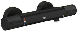 GROHE Precision Feel, Duscharmatur, wassersparend (Thermostat hält Temperatur konstant, Mischbatterie mit kühler Oberfläche, Sicherheitssperre 38°C, Anti-Rutsch Griffe, 3in1 Tool), schwarz, 347902430