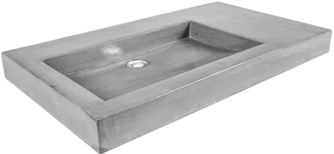 Lavabo Beton XXL 82 cm – Lavabo da Appoggio in Cemento Lucidato, Design Industriale