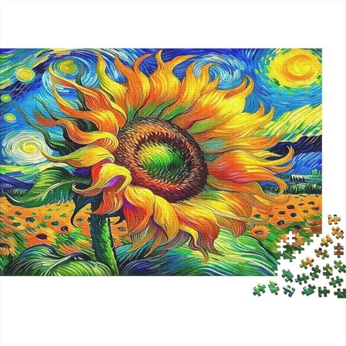1000 Pieces Van Gogh Sunflower Art Jigsaw Puzzle for Adults Paper Material Wall Decor Sunflower Puzzle Game Educational Gift 70x50cm/1000pcs