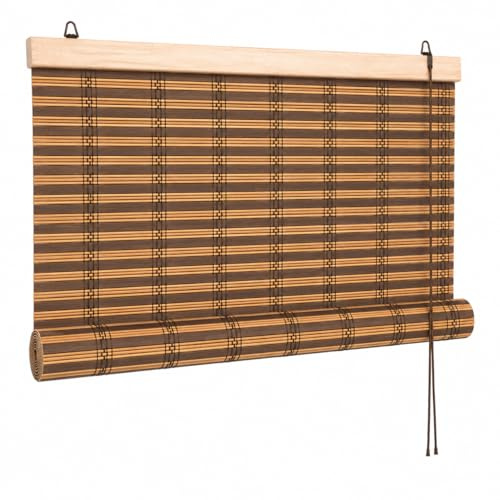 MAKA Tapparella in Bambù Avvolgibile con Carrucola, Tenda Oscurante per Finestre e Balconi, Listelli Bambù 20 mm, Supporto in Legno con Ganci in Metallo, Serranda Avvolgibile (100x160 cm)