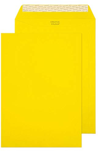Blake Colour | gelbe Briefumschläge C4 (324 x 229 mm) | 250 Stück | 120 g/m² | FSC-zertifiziert | selbstklebend | umschläge Gelb | Bastelset | Bürobedarf | Farbige Umschläge/Kuvert (403P)