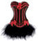 Korsage Satin + Tüllrock SCHWARZ/ROT (123), Mehrfarbig, 34/36