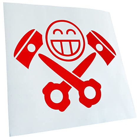 - Autoaufkleber - Kolben Skull Aufkleber für Auto, Laptop, Fahrrad, LKW, Motorrad mehrfarbig JDM Decal Racing