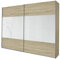 Rauch Möbel Quadra Kleiderschrank, Schwebetürenschrank, 2-türig, inkl. Zubehörpaket Basic 4 Einlegeböden 2 Kleiderstangen, Farbe Eiche Sonoma/Glas Weiß, BxHxT 136x229x62cm