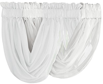 Solid Sheer Rod Pocket Scoop 2 Stück Querbehang Vorhang Set weiß