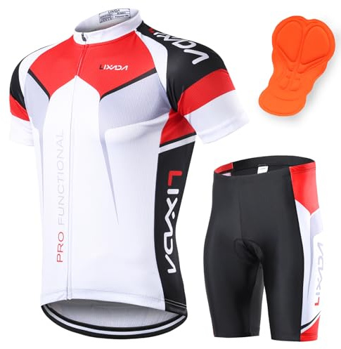 Lixada Men's Cycling Jersey Set Short Sleeve Suit Quick Dry Bicycle Shirt Shorts Padded Bike Outfit MTB Cycling Clothing Kit