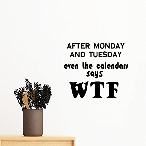 DIYthinker Englisches Wort-Design Montag Dienstag Wtf entfernbarer Wand-Aufkleber Wand-DIY Tapete Vinyl Room Home Decor Aufkleber 60Cm