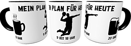 Kaffeebecher für Handballer, Handball-Trainer oder Handball-Fans | Bürotasse Mein Plan für heute | Sprüchetasse | Geburtstags-Geschenk für Handballer | Kaffeetasse | incl. Geschenkverpackung
