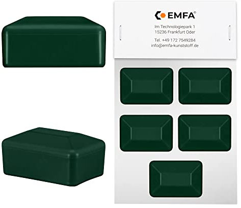 EMFA Zaunpfahlkappe rechteckig 40x60 mm Grün 5 Stück Pfostenkappen Kunststoff Pfostenkappen Abdeckkappen Zaunkappen