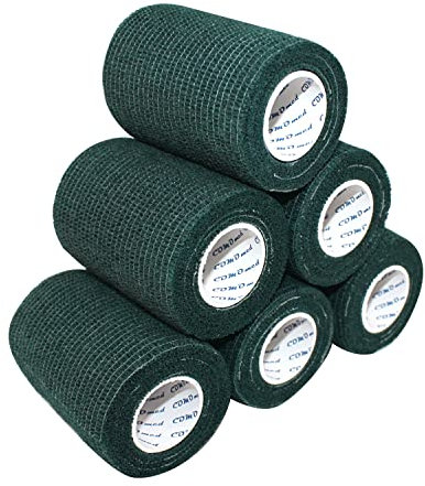 COMOmed selbstklebender verband elastische binde handgelenk bandage pflaster rolle Dog Bandagen Tierische Bandagen 7.5 cm (Dunkelgrün, 6 Rollen)