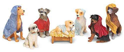 Dogs with Blanket Robes Christmas Nativity 7 Piece Set