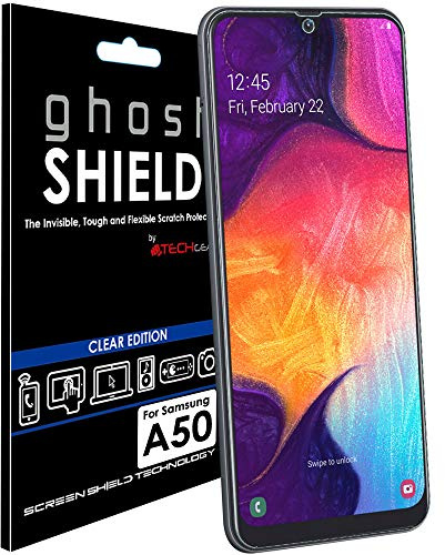 TECHGEAR Screen Protector fits Samsung Galaxy A50 [ghostSHIELD Edition] Genuine Reinforced TPU film Screen Protector Guard Covers [FULL Screen Coverage] Curved Screen Area