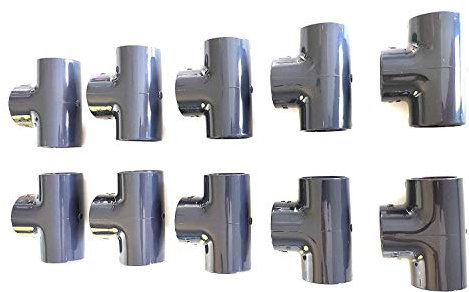 Lot de 10 Manchons PVC Pression – U Té 90° / 50 mm intérieur F/F/F PN16 / Piscine et arrosage