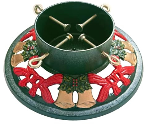 Holly International Cast Iron Christmas Tree Stand 14 Inch Bell Round for 8ft [2.4m] Real Fresh Cut Xmas Trees