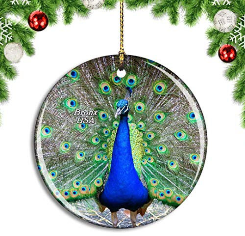 Weekino USA Amerika Bronx Zoo Pfau Weihnachtsdekoration Christbaumkugel Hängender Weihnachtsbaum Anhänger Dekor City Travel Souvenir Collection Porzellan 2,85 Zoll
