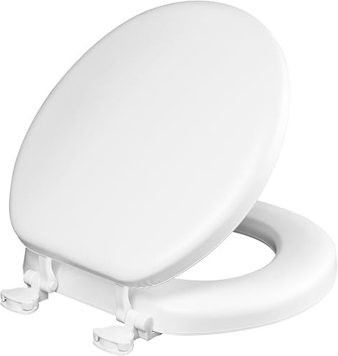 Mayfair 815EC 000 Removable Soft Toilet Seat That Will Never Loosen, White, Round