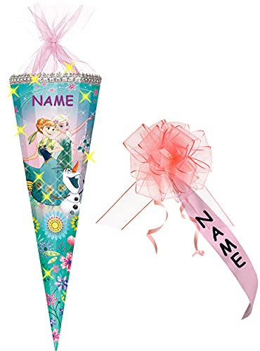 alles-meine.de GmbH 3-D Glitzer Effekt ! - Schultüte - Frozen - die Eiskönigin - 85 cm / 12 eckig - incl. Namen und individueller Schleife - Organza Abschluß - Zuckertüte -..