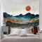 Ricemru Sonnenaufgang Wandteppich Aesthetic Berge Wandbehang Berglandschaft Abstrakte Kunst Wandtücher Natur Landschaft Psychedelic Trippy Wanddeko für Wohnzimmer 230x180