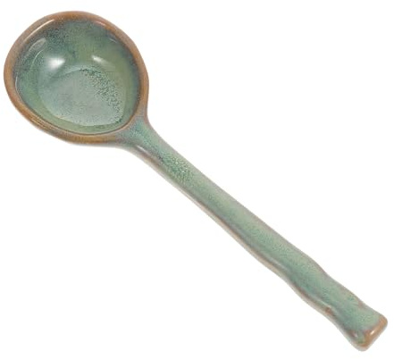 DOITOOL Japanese Style Ceramic Soup Spoon 6.69 Inch Porcelain Spoon with Ergonomic Handle for Household and Restaurant Use Ideal for Ramen Porridge Dessert and Food Serving