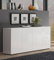 Dmora - Kommode Addis, Wohnzimmerbuffet, Wohnzimmer-Sideboard, Moderne Küchen-Speisekammer, Made in Italy, 180x38h79 cm, Glänzendes Weiß