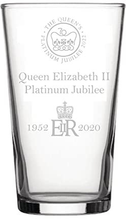 Chichi Gifts Queen Elizabeth II Platinum Jubilee 70 Years Pint Glass (Glass in Gift Box)