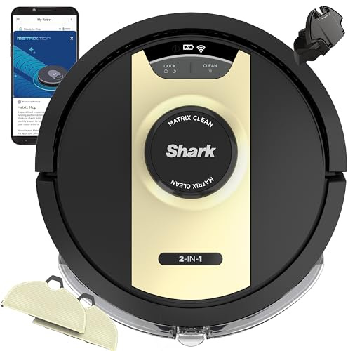 Shark RV2410WD IQ 2-in-1 Robot Vacuum and Mop with Row-by-Row Cleaning, Perfect for Pet Hair, Compatible with Alexa, Black/Bronze, Black/Gold, No Self-Empty Base
