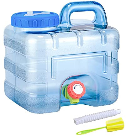 Starnearby Bidon d'eau 5L-22L avec Robinet, Réservoir d'eau Potable, Jerrican Alimentaire Camping, Conteneur d'eau sans BPA avec Tuyau et Brosse pour Camping, Randonnée (7,5L)