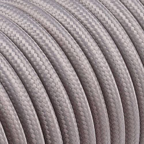 10m Textilkabel Unifarben 3x0,75qmm 3G Kabel Stoffkabel Stromkabel umsponnen zusätzlich 6x Aderendhülsen (Grau)